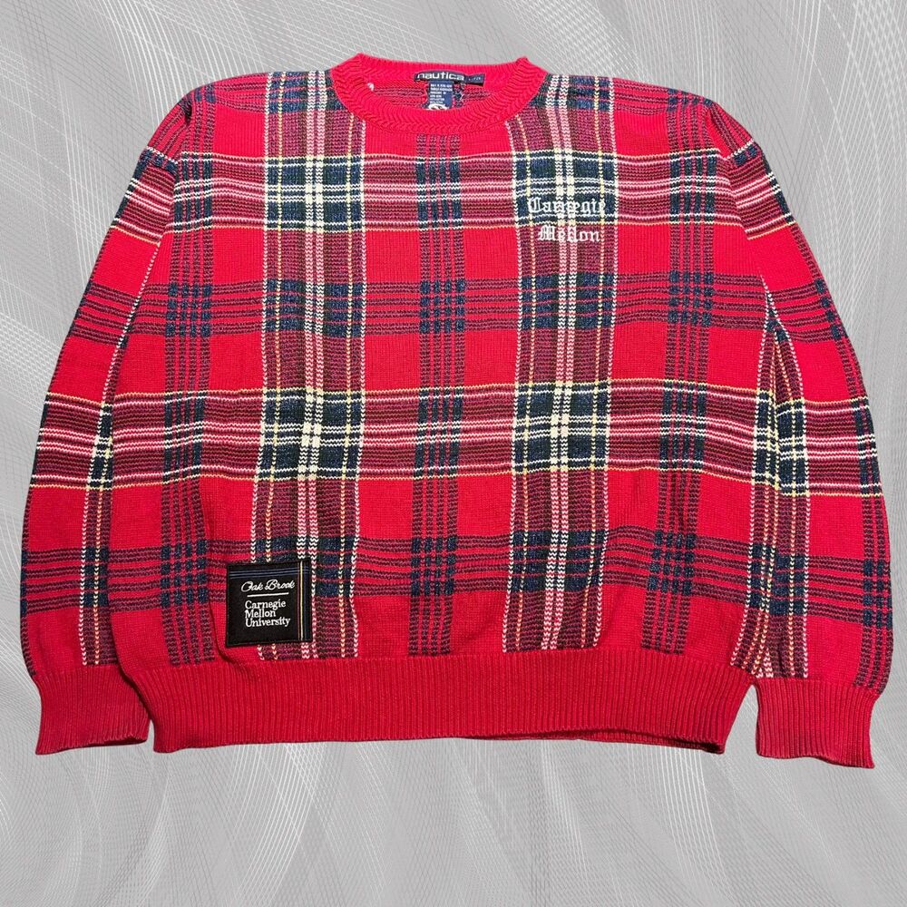 Oak Brook x Carnegie Mellon University Upcycled Tartan Plaid Sweater Size Large